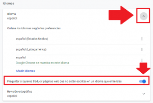 Desactivar la traducción automática de Google Chrome