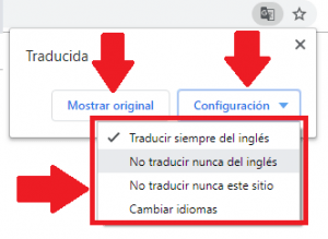 Establecer configuración de traducción de Google Chrome 
