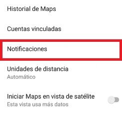 Opcion de notificaciones en Google maps