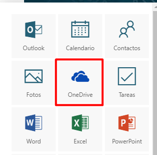 Selecciona OneDrive en las aplicaciones de Outlook